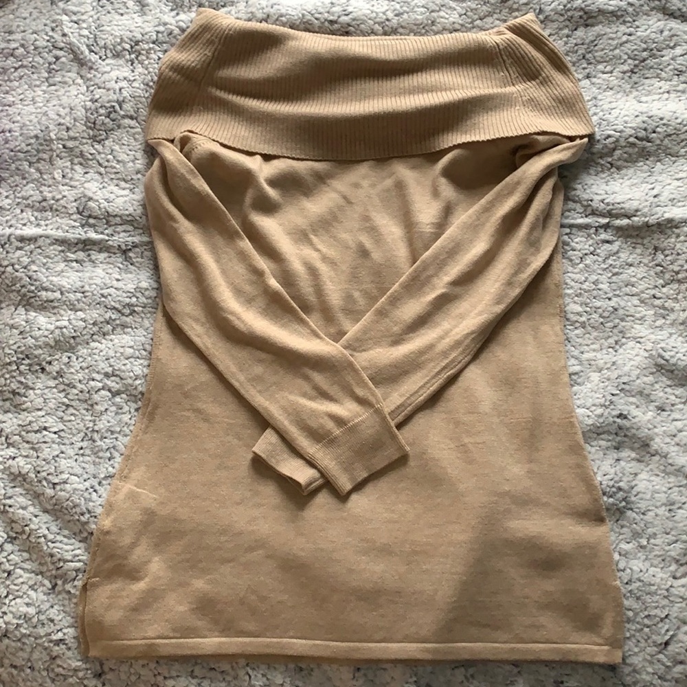 Calvin Klein tan off the shoulder sweater